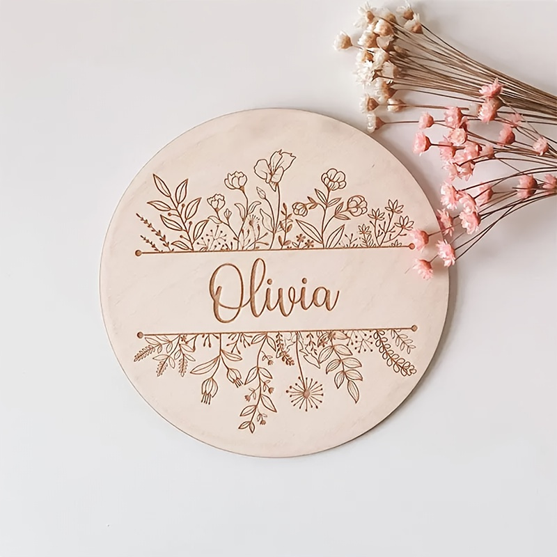 Home Decor For Wedding - 개인 맞춤 꽃무늬 이름 각인 명판,