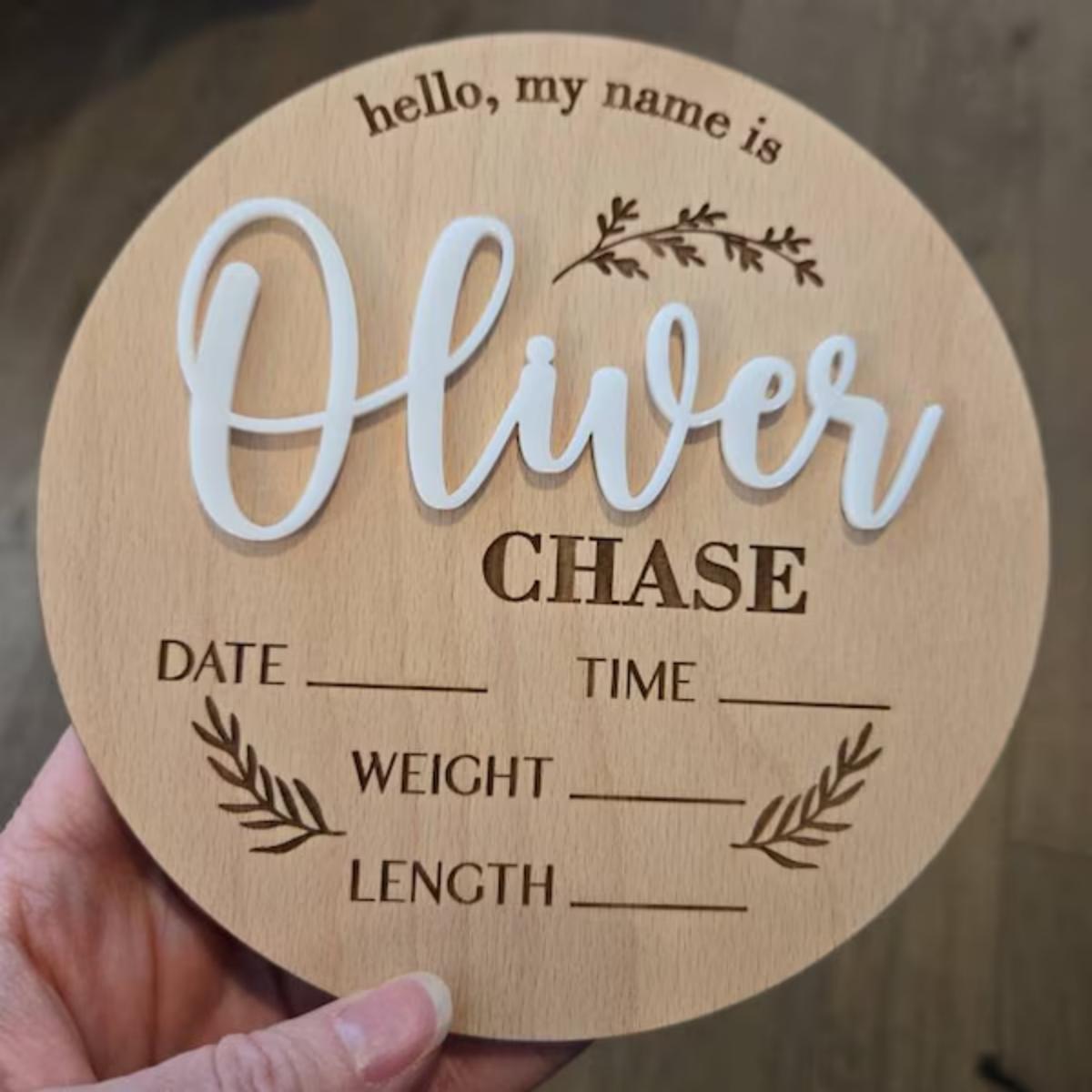 Home Decor For Wedding - 1Pc 맞춤형 아기 발표판 나무 이름표,