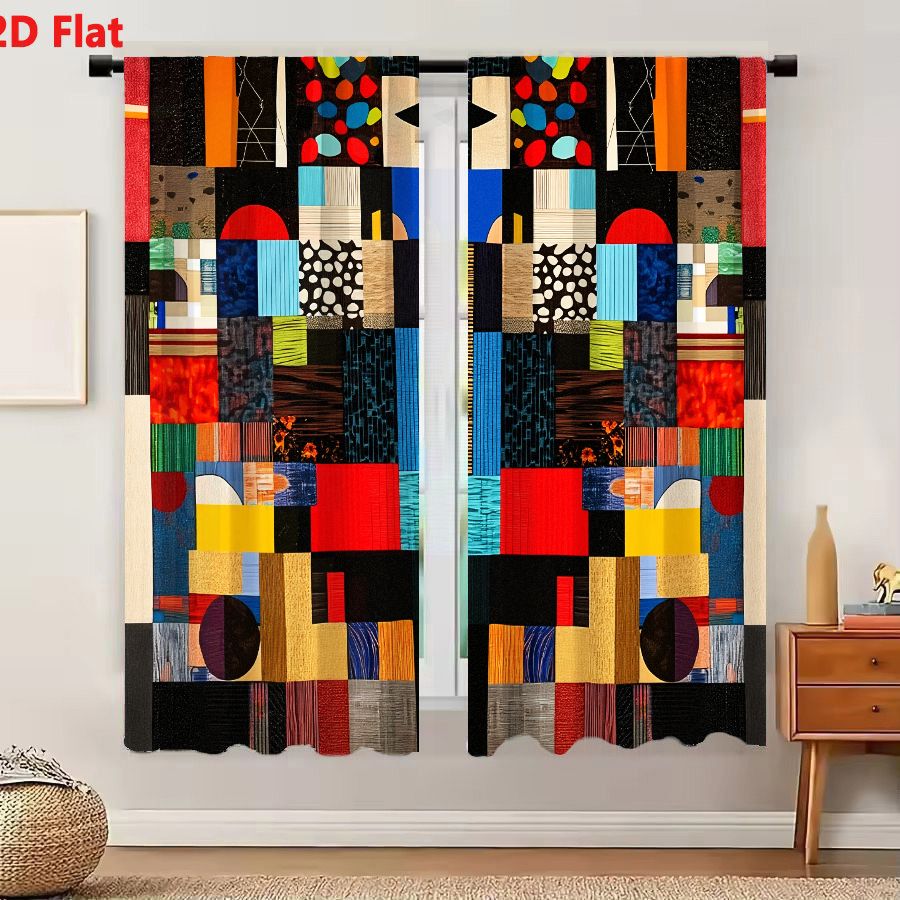 Home Decor Color Palettes - 2피스 커튼, 2D 플랫 생생한 추상