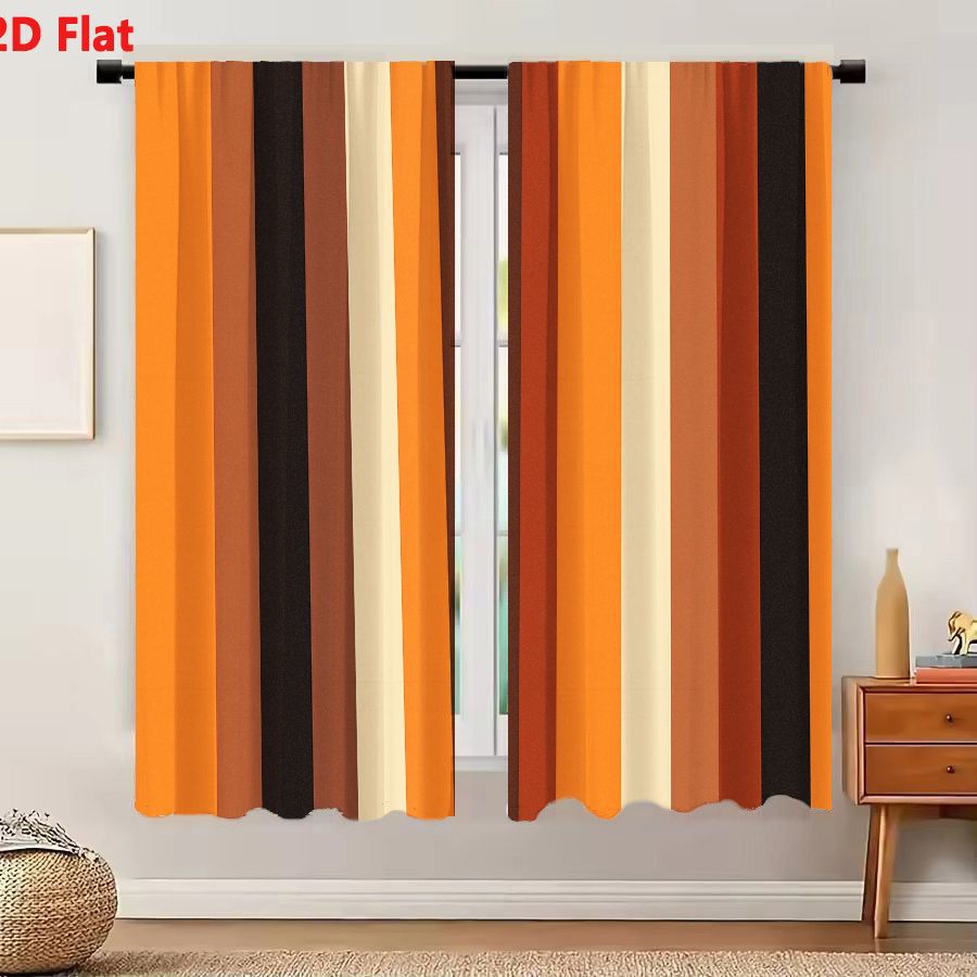 Home Decor Color Palettes - 2Pcs 커튼 2D 플랫 수직 줄무늬