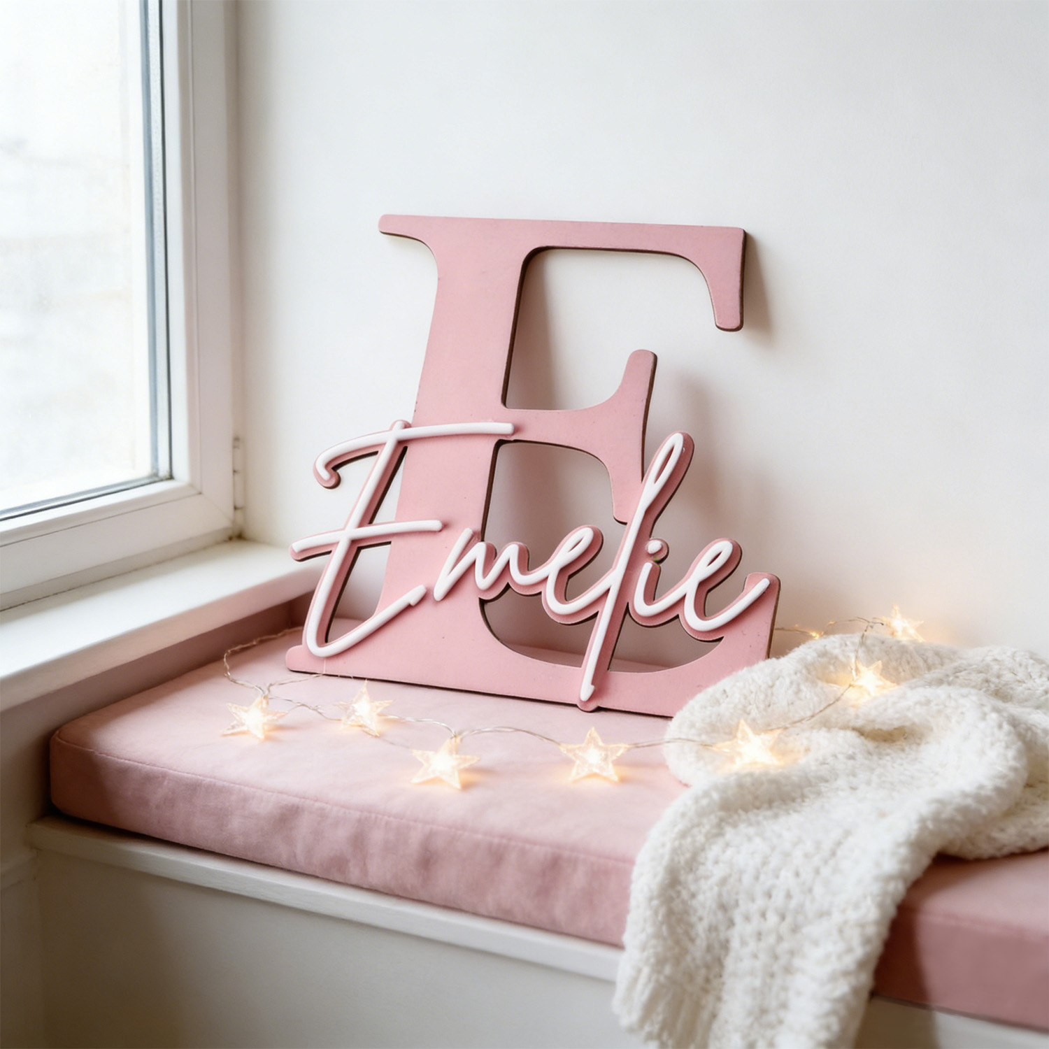 Home Decor For Wedding - 1pc 더블 레이어 나무 이름 장식