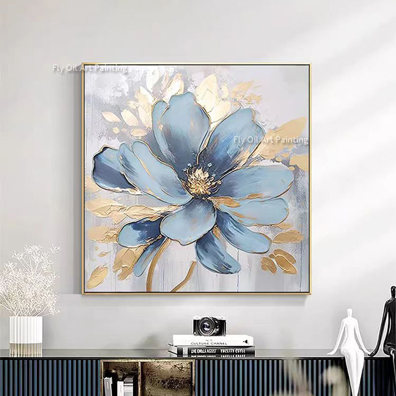 두꺼운 임파스토 핸드페인팅 양귀비꽃 유화, 화려한 팔레 - Home Decor Color Palettes 리뷰 및 가격