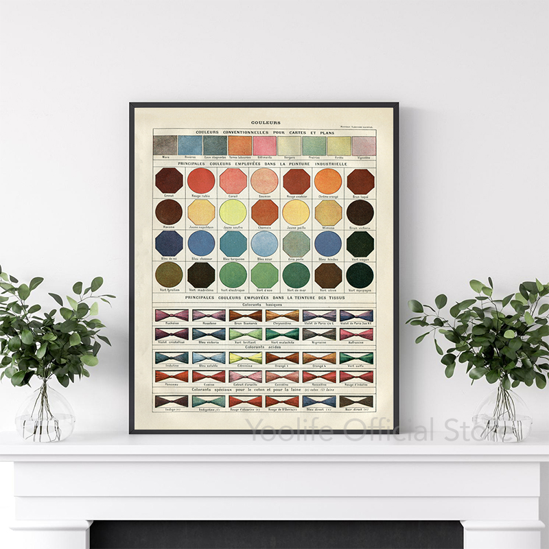 프랑스어 버전 색상 이론 포스터 팔레트 드 Couleu - Home Decor Color Palettes 리뷰 및 가격