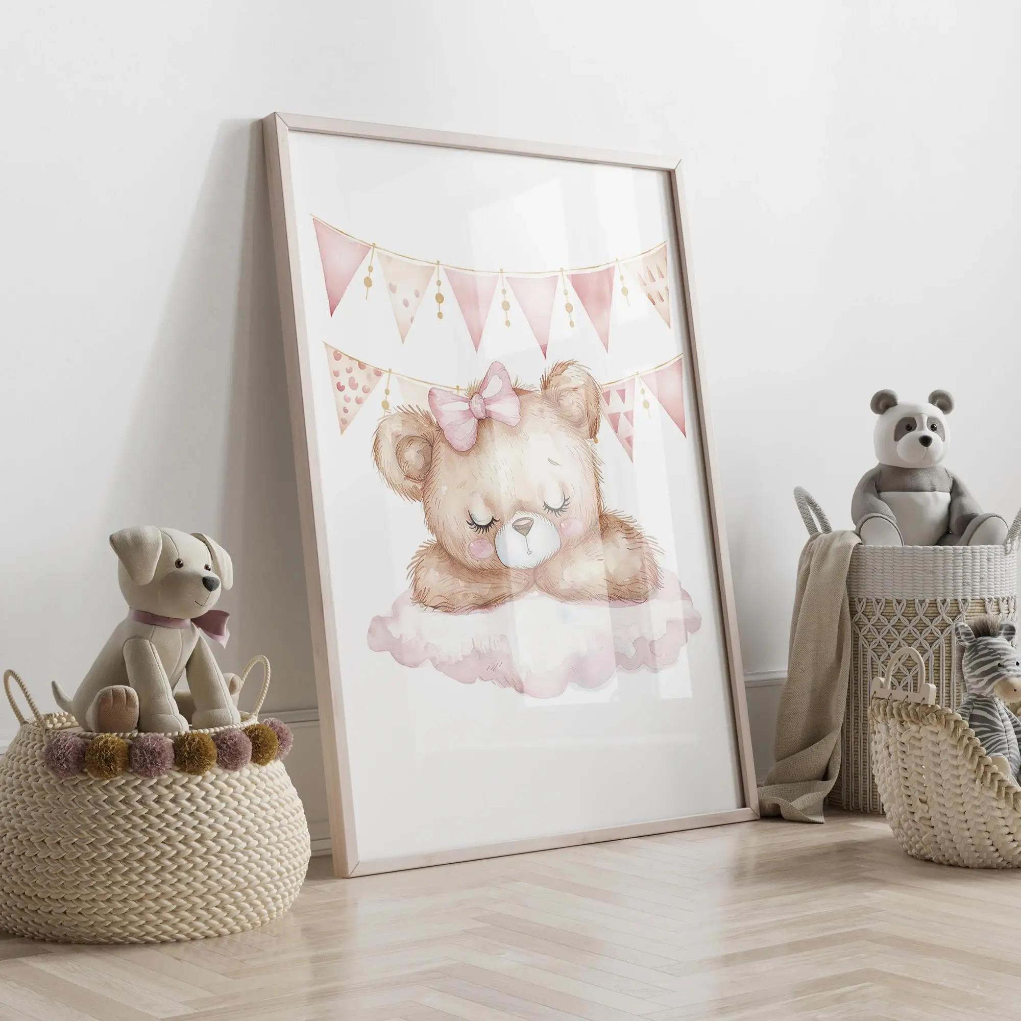 핑크 드림 베어 회전 목마 텐트 스윙 벽 아트 인쇄 캔 - Home Decor Reviews 리뷰 및 가격