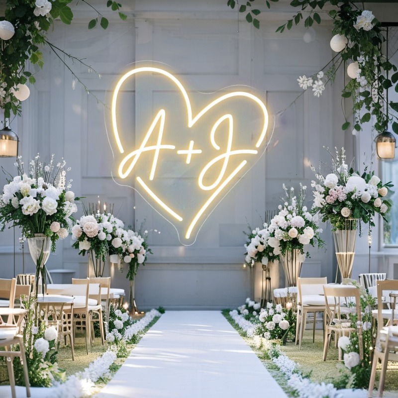 맞춤 이니셜 하트 LED 네온사인, 웨딩 파티 배경 홈 - Home Decor For Wedding 리뷰 및 가격