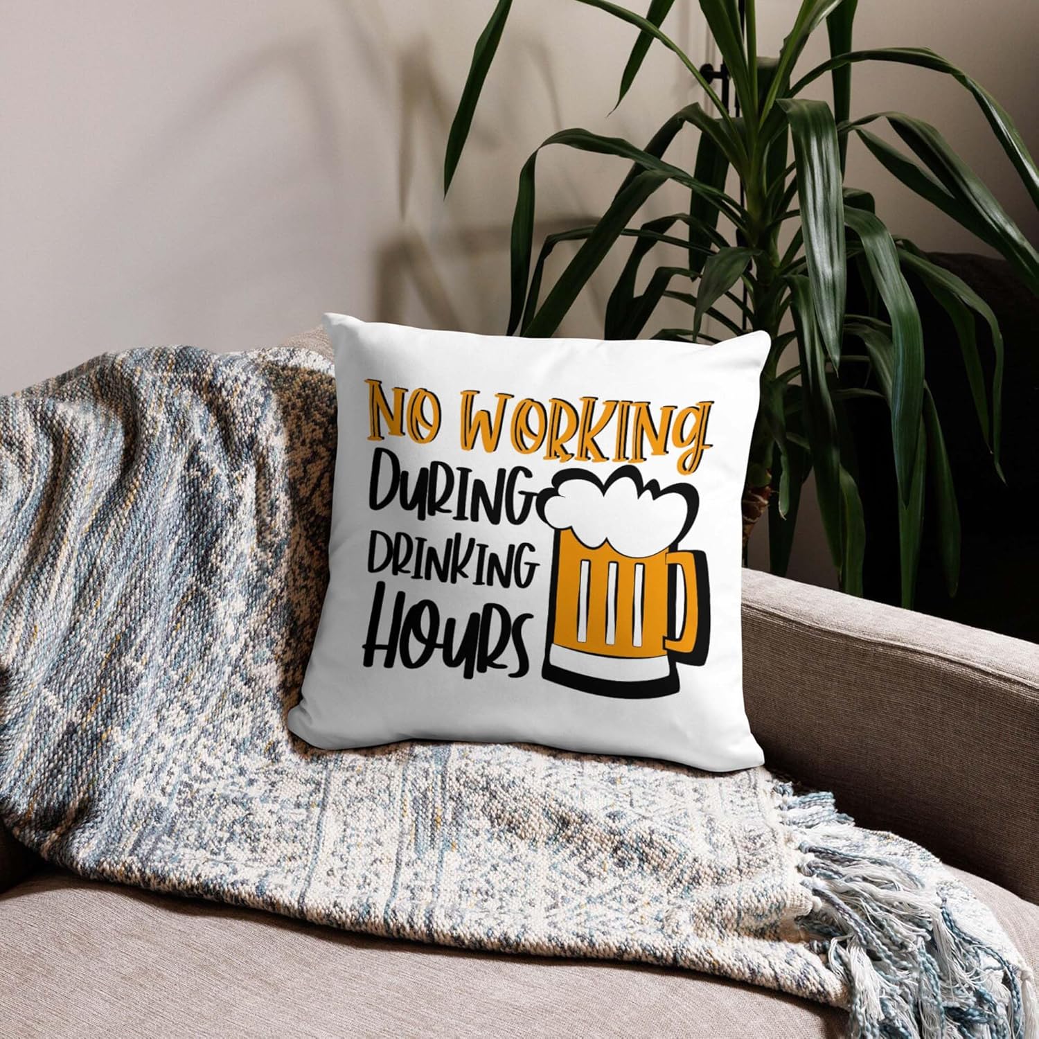 재미있는 맥주 베개 커버, 음주 중에는 작업할 수 없는 - Home Decor Quotes Ideas 리뷰 및 가격