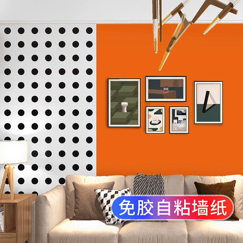 에르메스 오렌지 폴카 도트 벽지 자체 접착 방수 습기  - Home Decor Hermes 리뷰 및 가격