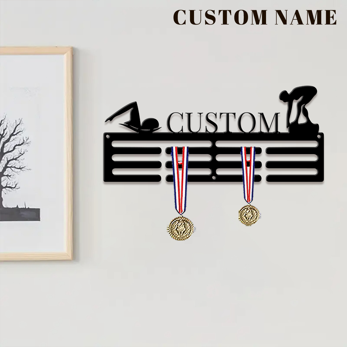 1개 맞춤형 수영 메달 걸이 홀더, 개인 맞춤형 축구  - Home Decor For Wedding 리뷰 및 가격