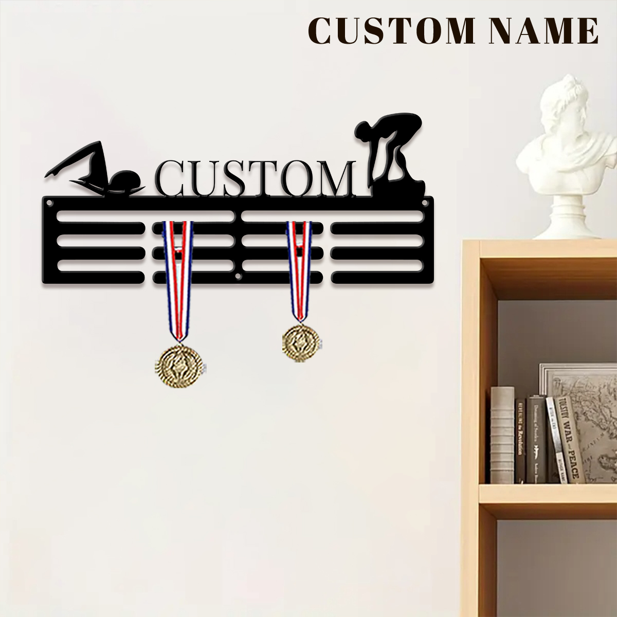1개 맞춤형 수영 메달 걸이 홀더, 개인 맞춤형 축구  - Home Decor For Wedding 리뷰 및 가격