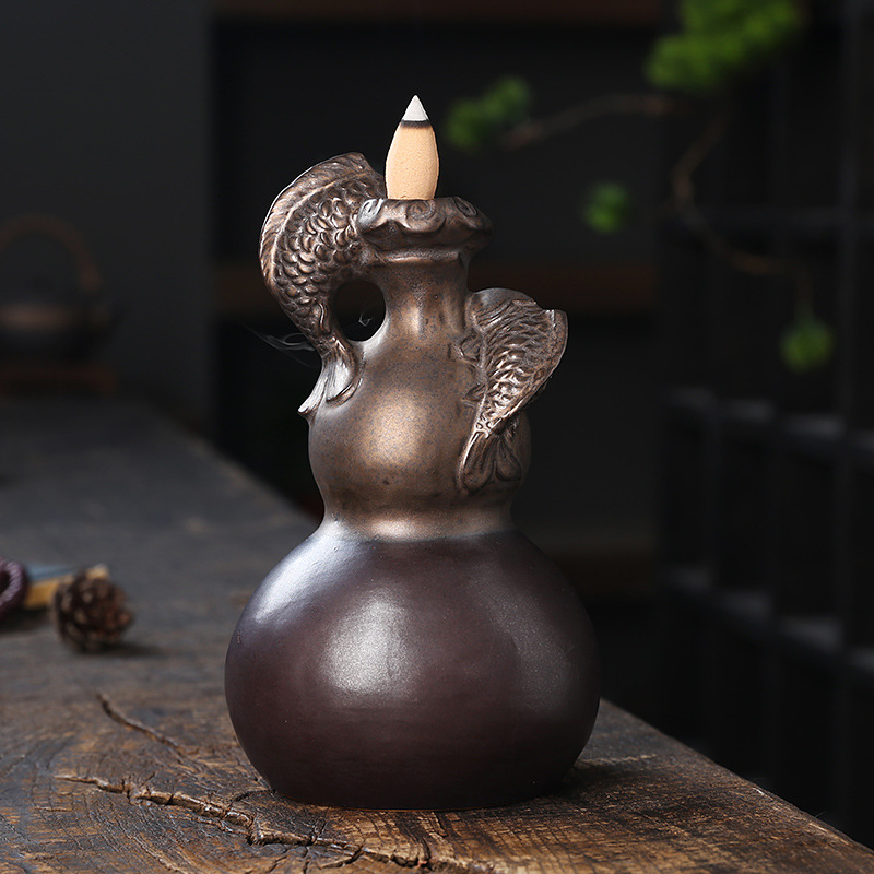세라믹 조롱박 역류향로 중국 스타일의 풍요의 상징, 선 - Home Decor Zen Style 리뷰 및 가격