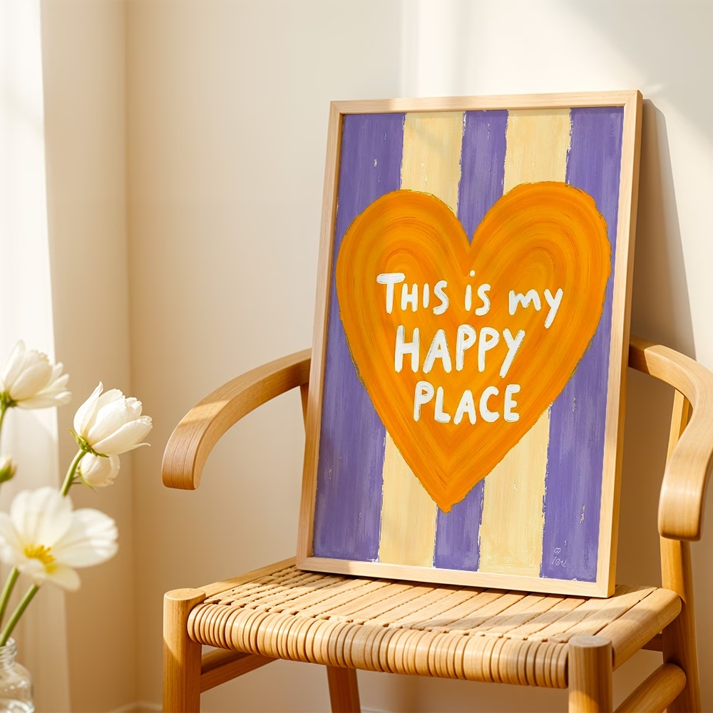 현대적이고 복고풍적인 스타일의 '이곳은 나의 행복한 곳 - Home Decor Reviews 리뷰 및 가격