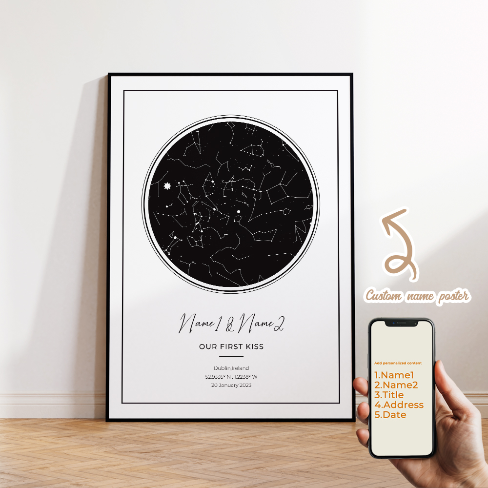 현대적인 맞춤형 개인화된 밤하늘 별 지도 벽 예술 캔버 - Home Decor Reviews 리뷰 및 가격