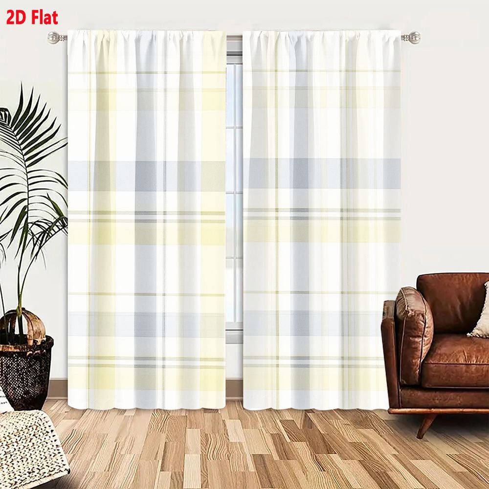 2Pcs 커튼 2D 플랫 이음매 없는 격자 무늬 패턴, - Home Decor Color Palettes 리뷰 및 가격