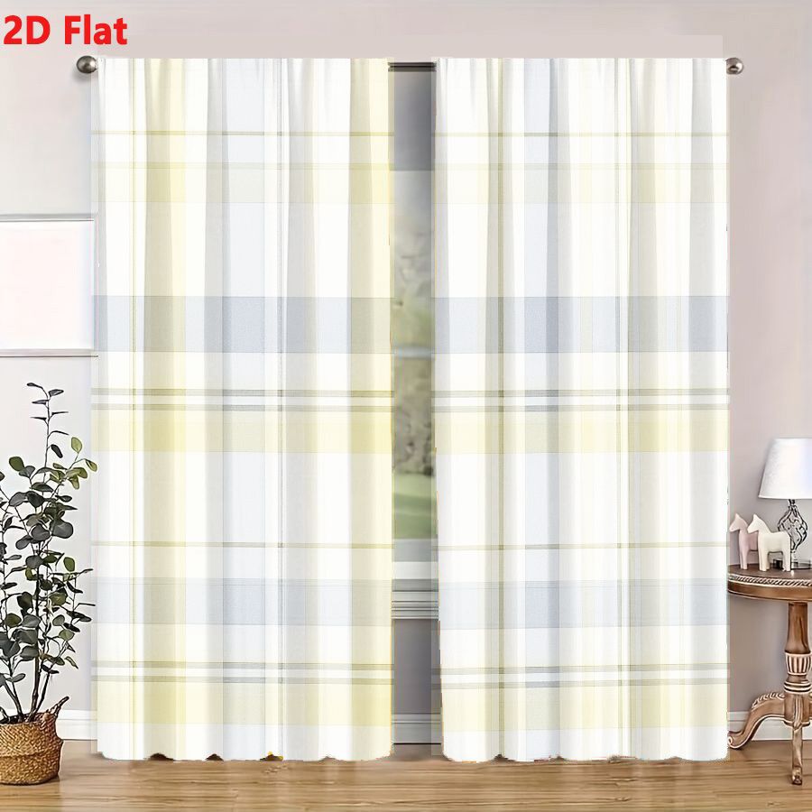 2Pcs 커튼 2D 플랫 이음매 없는 격자 무늬 패턴, - Home Decor Color Palettes 리뷰 및 가격