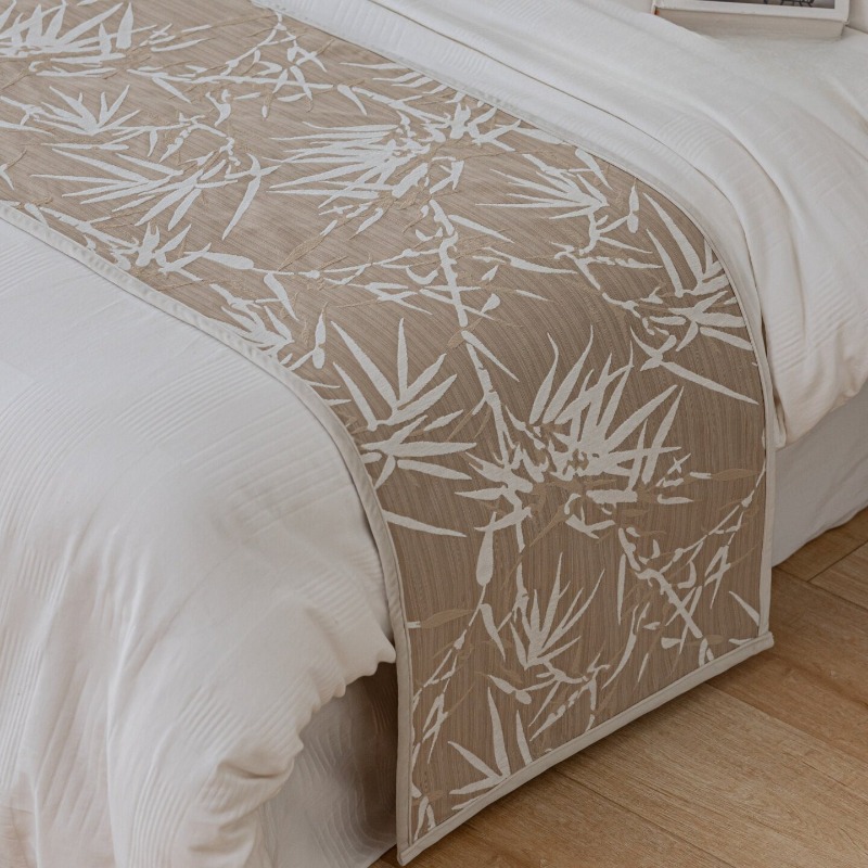 럭셔리 침대 러너 스카프 오트밀 베이지 대나무 잎 자카 - Home Decor Zen Style 리뷰 및 가격